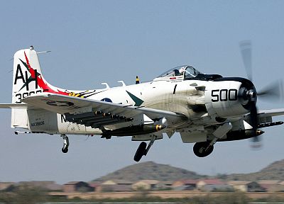 aircraft, military, Warbird, A-1 Skyraider, SPAD, fighters - random desktop wallpaper
