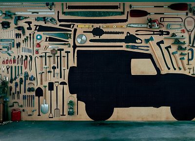 saw, hammer, tools, Land Rover, defender - duplicate desktop wallpaper