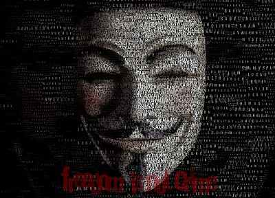 V for Vendetta, typographic portrait - random desktop wallpaper