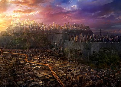 sunset, clouds, cityscapes, buildings, scenic, concept art, skyscapes, Philip Straub - desktop wallpaper