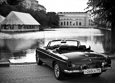 black, white, old, cars, monochrome, vehicles, lakes, greyscale, Russian - related desktop wallpaper