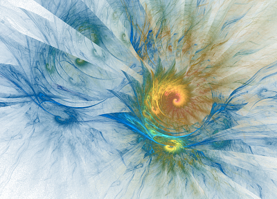 blue, white, yellow, waves, fractals, spiral, rainbows - random desktop wallpaper