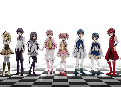Mahou Shoujo Madoka Magica, Miki Sayaka, Sakura Kyouko, Tomoe Mami, Kaname Madoka, anime, Akemi Homura, genderswitch, anime girls - desktop wallpaper