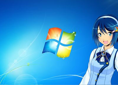 Windows 7, Madobe Nanami, Microsoft Windows, logos, OS-tan - random desktop wallpaper