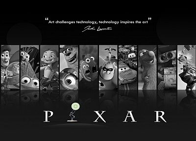Pixar, monochrome, panels, greyscale - desktop wallpaper