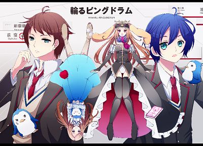 penguins, anime boys, Mawaru Penguindrum, anime girls, Takakura Himari, Takakura Shouma, Takakura Kanba - desktop wallpaper