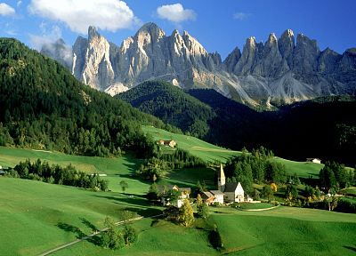 valleys, Italy, sud-tirol, odle, Val di Funes, Santa Maddalena, Parco Naturale Puez-Odle - desktop wallpaper