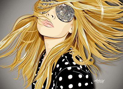 women, vectors, sunglasses, digital art - random desktop wallpaper