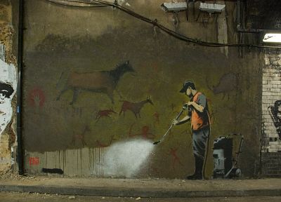 Banksy, street art - desktop wallpaper