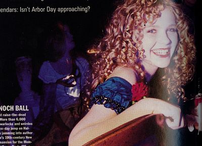 blondes, text, actress, Kirsten Dunst, curly hair, magazine scans - desktop wallpaper