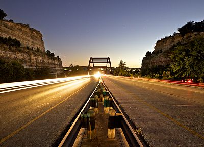 cars, bridges, roads, long exposure - desktop wallpaper