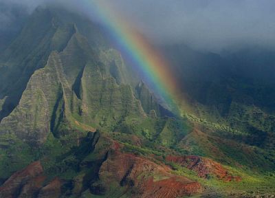 nature, Hawaii, islands, rainbows - desktop wallpaper