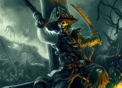 skulls, pirates - desktop wallpaper