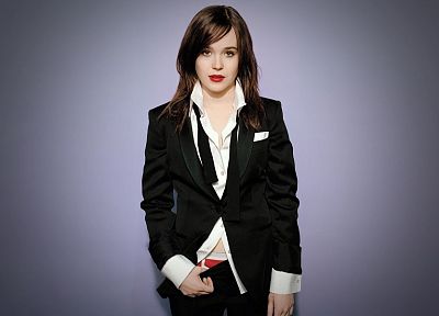 women, Ellen Page, actress, suit - desktop wallpaper