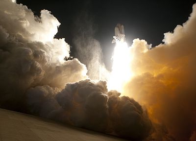 clouds, night, Space Shuttle, NASA, launch - related desktop wallpaper