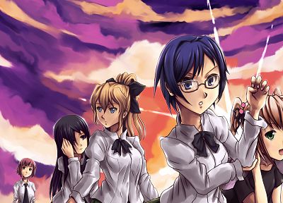 school uniforms, Katawa Shoujo, meganekko, Ikezawa Hanako, Satou Lilly, Ibarazaki Emi, Tezuka Rin, Hakamichi Shizune - related desktop wallpaper