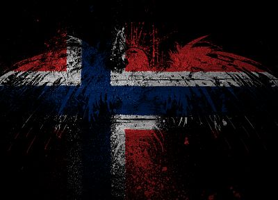 eagles, Norway, flags - desktop wallpaper
