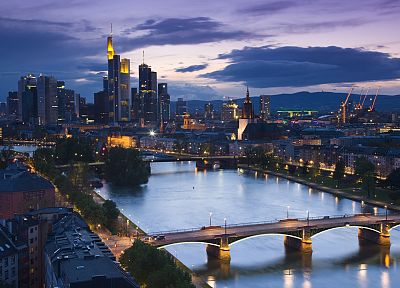 clouds, cityscapes, Germany, bridges, Frankfurt - desktop wallpaper
