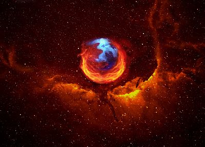 outer space, stars, planets, Firefox, Mozilla, nebulae - desktop wallpaper