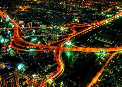 cityscapes, night, urban, roads, city lights - desktop wallpaper