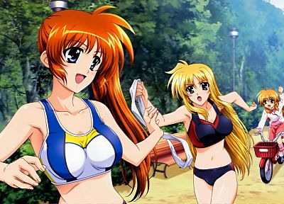 Mahou Shoujo Lyrical Nanoha, anime, swimsuits, Fate Testarossa, anime girls, Nanoha - random desktop wallpaper