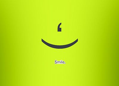green, text, smiling, simple background, green background - random desktop wallpaper