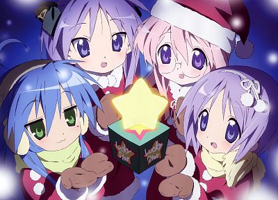 Lucky Star, Hiiragi Kagami, green eyes, Hiiragi Tsukasa, Takara Miyuki, anime, Izumi Konata - random desktop wallpaper
