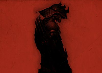 red, katana, samurai - desktop wallpaper