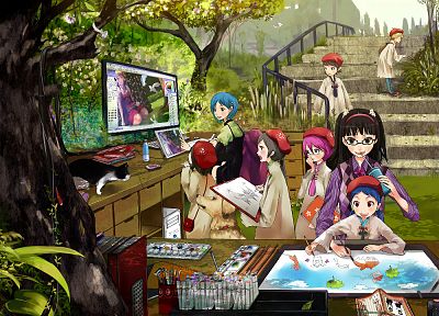 women, graphics tablets, tablets, Oekaki Musume, original characters - random desktop wallpaper
