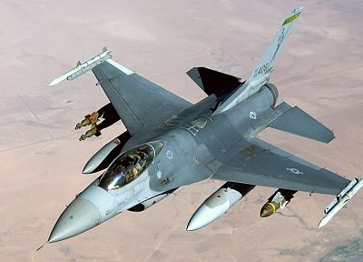 aircraft, military, deserts, planes, F-16 Fighting Falcon - random desktop wallpaper
