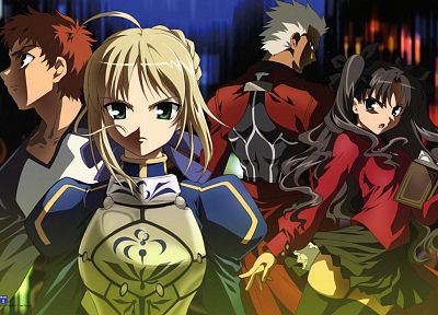 Fate/Stay Night, Tohsaka Rin, Emiya Shirou, Saber, Archer (Fate/Stay Night), Fate series - desktop wallpaper