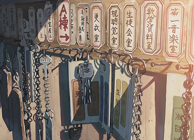 Makoto Shinkai, anime, The Place Promised in Our Early Days, keys - random desktop wallpaper