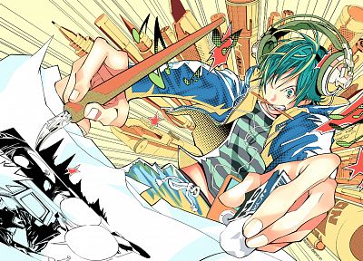headphones, Bakuman, drawings, anime boys, manga, Mashiro Moritaka - related desktop wallpaper