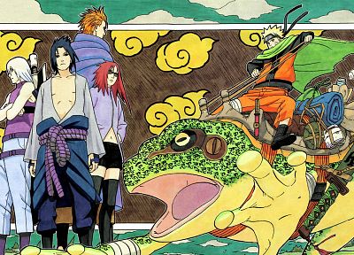 Uchiha Sasuke, Karin, Naruto: Shippuden, frogs, Uzumaki Naruto, Japanese clothes, Juugo, Suigetsu Hozuki - random desktop wallpaper