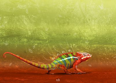 chameleons, artwork - duplicate desktop wallpaper