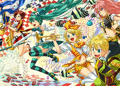 Vocaloid, Hatsune Miku, Megurine Luka, Kaito (Vocaloid), Kagamine Rin, Kagamine Len, Meiko - random desktop wallpaper