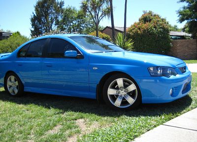 blue, cars, grass, Ford Falcon, side view, Ford BA Falcon XR6, blue cars, Ford Australia - desktop wallpaper