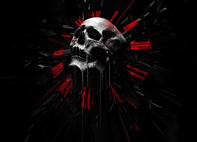 abstract, skulls, black, dark, red, white - random desktop wallpaper