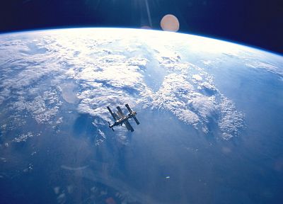 clouds, outer space, planets, Earth, International Space Station - random desktop wallpaper