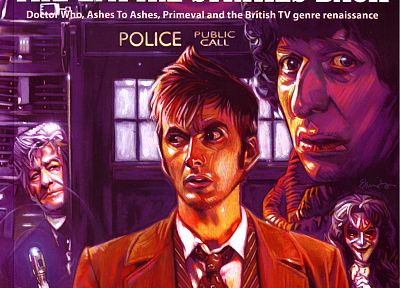 TARDIS, David Tennant, Fourth Doctor, Tom Baker, artwork, Doctor Who, Jon Pertwee, Tenth Doctor, Third Doctor - random desktop wallpaper