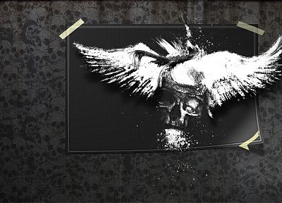 skulls, dark, drawings, splatters - duplicate desktop wallpaper