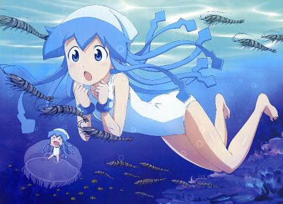 chibi, Shinryaku! Ika Musume, Ika Musume, swimsuits - desktop wallpaper