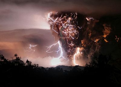 volcanoes, lightning - desktop wallpaper