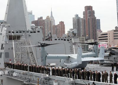 soldiers, aircraft, military, ships, giant, New York City, vehicles, V-22 Osprey - related desktop wallpaper