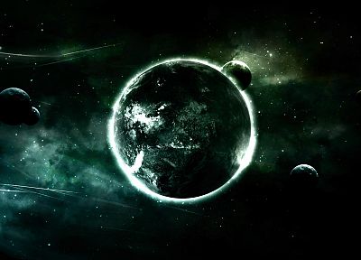 green, outer space, planets - random desktop wallpaper