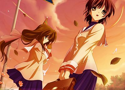 Clannad, Ibuki Fuko, Furukawa Nagisa, anime girls - random desktop wallpaper