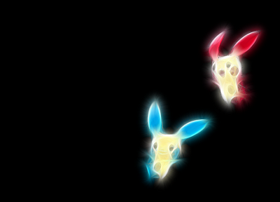 Pokemon, black background, Minun - random desktop wallpaper