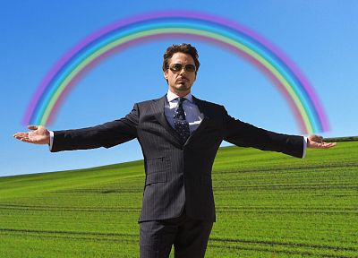 rainbows, Tony Stark, Robert Downey Jr - random desktop wallpaper
