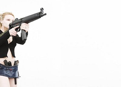 women, guns, MP5 - desktop wallpaper