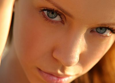 blondes, women, close-up, blue eyes, faces, Natasha S - desktop wallpaper